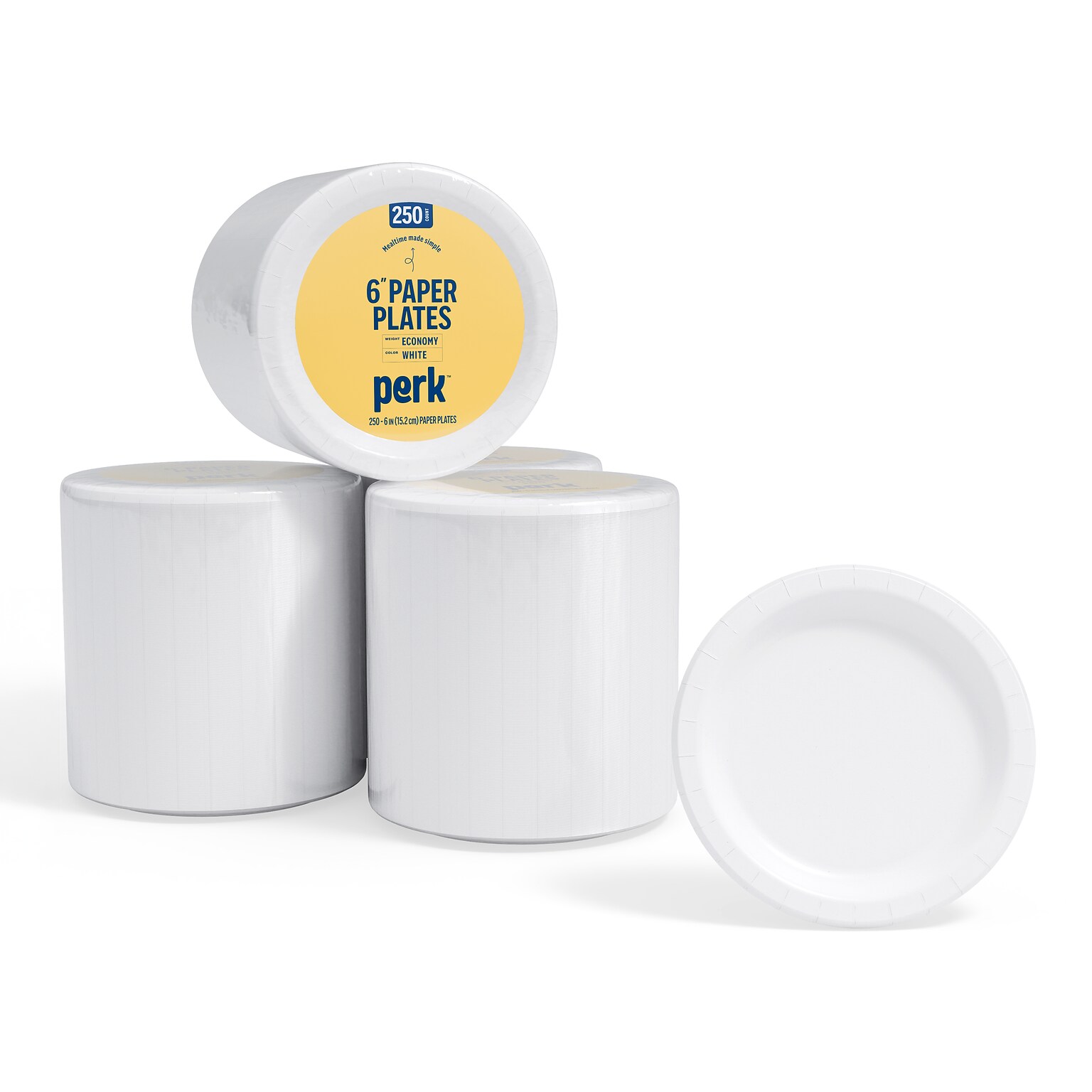Perk™ Economy Paper Plates, 6, White, 1000/Carton (PK56517)