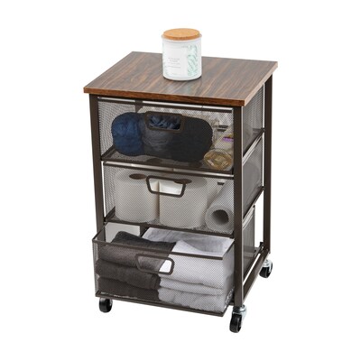 Mind Reader Network Collection 3 Removable Drawers Utility Cart, Black (3TMESHC-BLK)