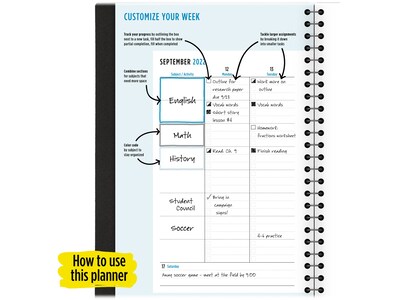 2023-2024 Five Star 5.5" x 8.5" Academic Weekly & Monthly Student Planner, Assorted Colors, Each (CAW451-00-24)
