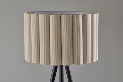 Adesso Caldwell 61"H Black Floor Lamp with Beige Linen Shade (4227-01)