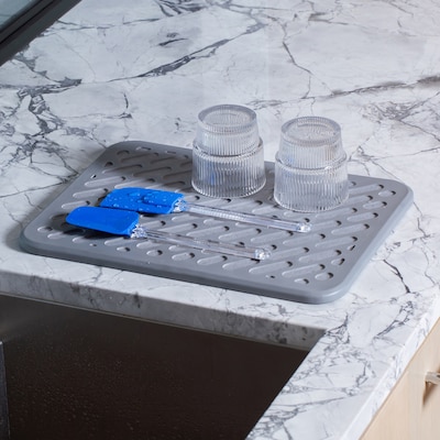 Better Houseware The Magic Stone & Silicone Quick-Dry Dish Racks, Gray (BTH3418)