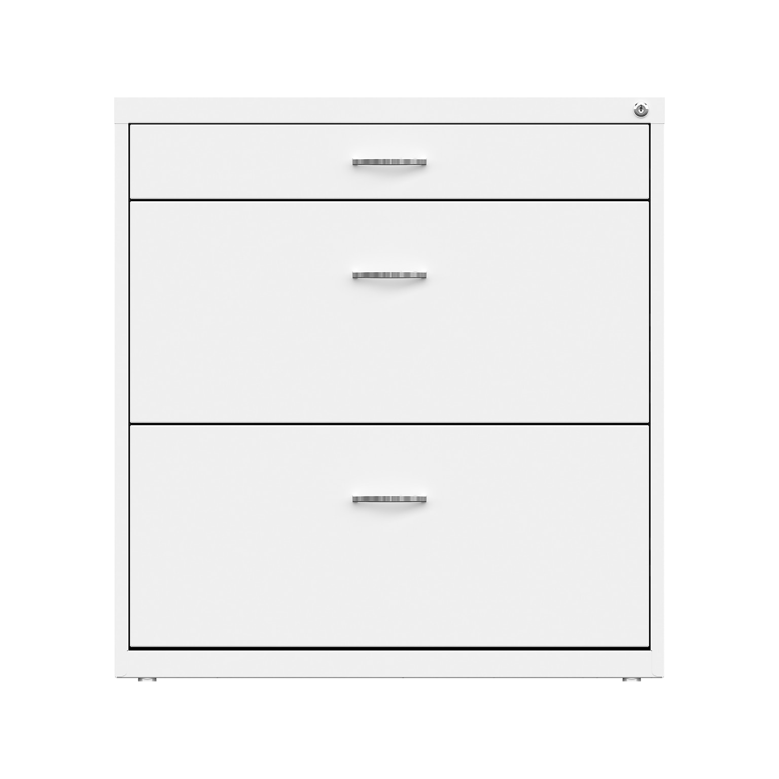 Space Solutions 3-Drawer Lateral File Cabinet, Letter/Legal Size, Lockable, 31.88H x 30W x 17.63D, White (25071)