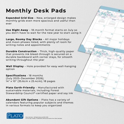 2025-2026 Plato House of Turnowsky 14" x 10" Academic Monthly Desk Pad Calendar  (9798330700042)