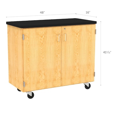 Diversified Woodcrafts 41.5 Mobile Tote Tray Storage Cabinet, Oak (4751K)