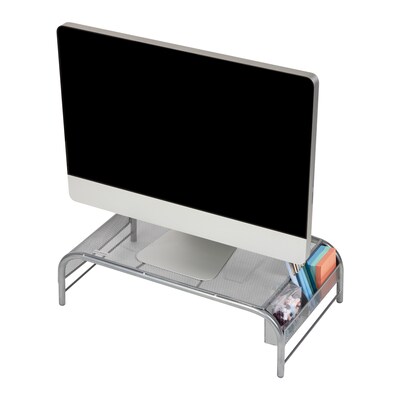 Mind Reader Ventilated Monitor Stand with Side Storage, Silver (MESHM-SIL)