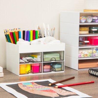 Mind Reader 9-Compartment Plastic Desk Organizer, White (SDORG-WHT)