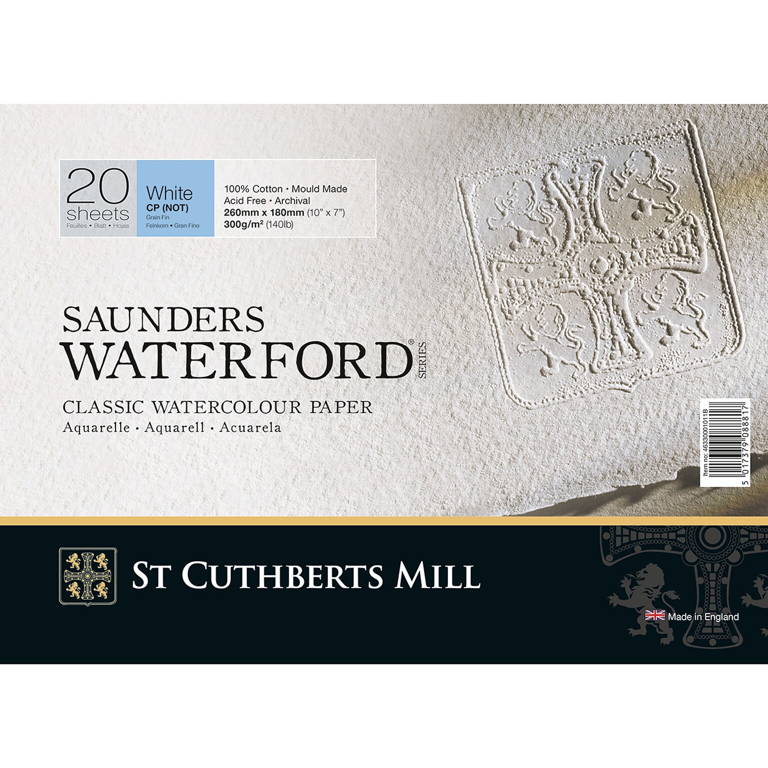 St Cuthberts Mill Saunders Waterford 10 x 7 Watercolor Sketch Pad, 20 Sheets/Pad (STCT46330001011B)