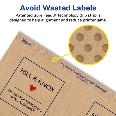 Avery Square Labels, 3" x 3", Kraft Brown, 150 Labels/Pack (94101)
