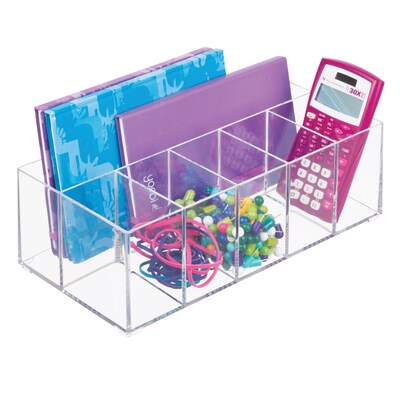 iDESIGN Stackable Plastic 6-Compartment Desk Organizer, Clear, 2 Piece (29108M2)
