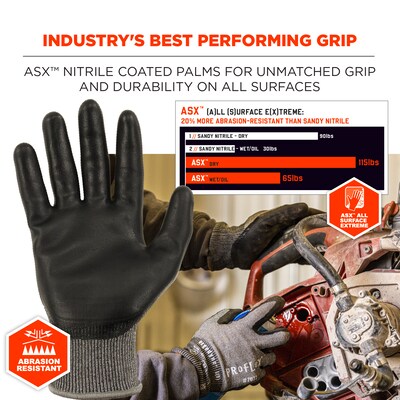 Ergodyne ProFlex 7072 Nitrile Coated Cut-Resistant Gloves, ANSI A7, Gray, XL, 1 Pair (10315)