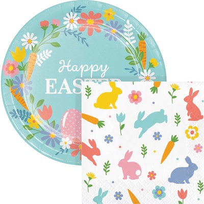 Say Hooray! Easter Frills Disposable Paper Plates and Napkins Set, 48/pack (DTC9647E2G)