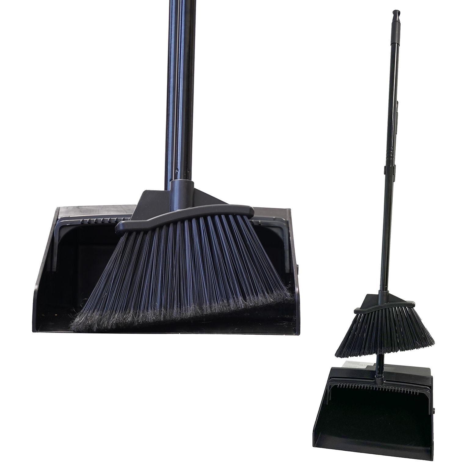 BISON LIFE Heavy Duty 48.5 Adjustable Lobby Dustpan and Broom Set, Black (BPES-DPBK-12A)