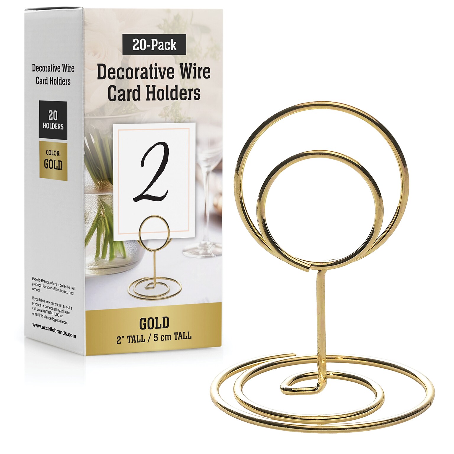 Global Printed Products Card Holder, Table Top/Countertop, Gold Metal, 20/Pack (WRHLDR-GLD)
