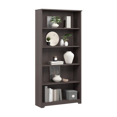 Bush Furniture Cabot 66 5-Shelf Bookcase with Adjustable Shelves, Heather Gray (WC31766)
