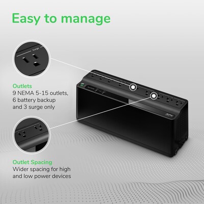 APC Back-UPS 850VA 9-Outlet Battery Backup & Surge Protector, Black (BE850G2)