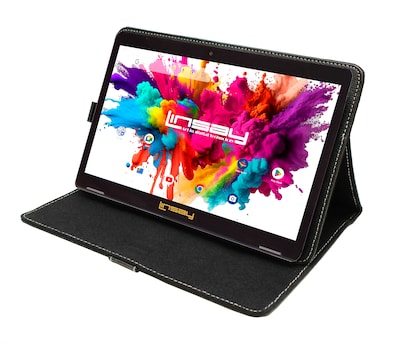 Linsay Octa Core 10.1" Tablet, 4GB RAM, 128GB Storage, Android 13, Bundled with Black Leather Case and Stylus Pen