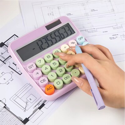 SaharaCase 12-Digit Battery/Solar Powered Desktop Calculator, Blue (KB50)