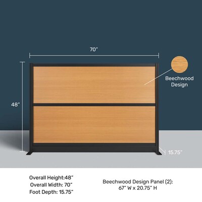 Luxor Beechwood 2-Panel Room Divider, 48"H x 70"W, Beech Grain (PPWL013)