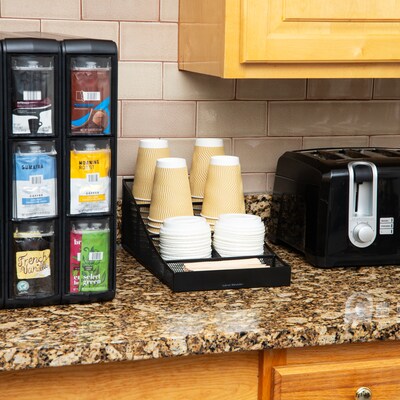 Mind Reader 7-Compartment Metal Coffee Cup and Condiment Organizer, Black (COMP7MESH-BLK)