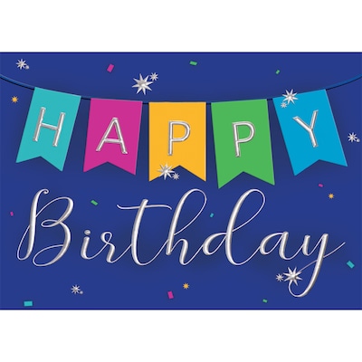 Birthday Banners Birthday Greeting Cards; Stock Verse Included; Boxed Set of 25 Cards and Envelopes