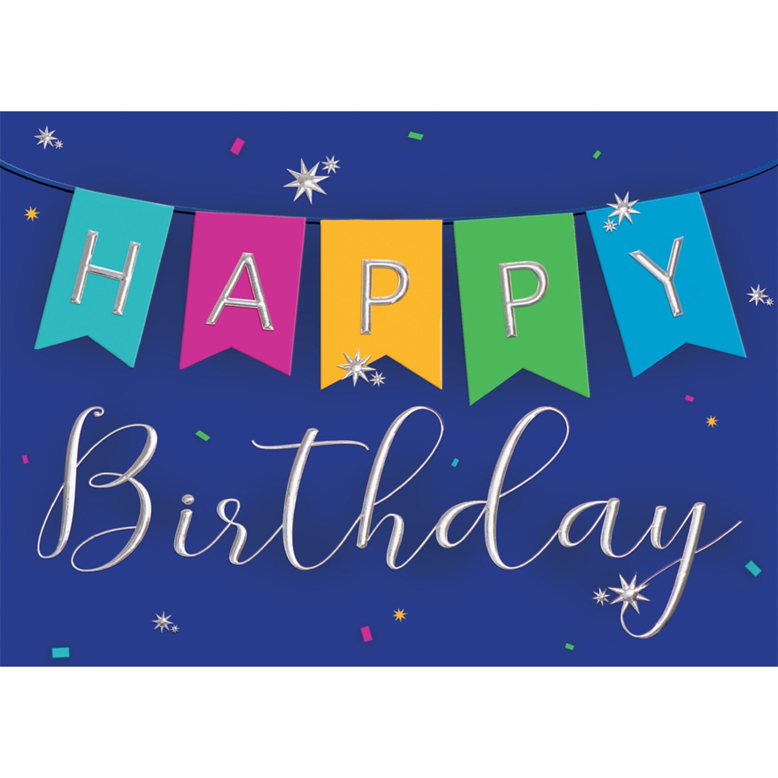 Birthday Banners Birthday Greeting Cards; Stock Verse Included; Boxed Set of 25 Cards and Envelopes