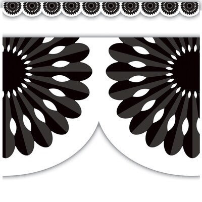 Teacher Created Resources Die-Cut Border Trim, 2.75" x 2.92', Black and White Fiesta, 12/Pack, 6 Packs/Bundle (TCR6107-6)