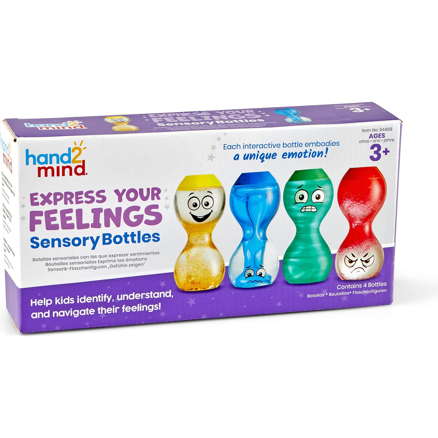 hand2mind Express Your Feelings Sensory Bottles, 4/Pack (94488)