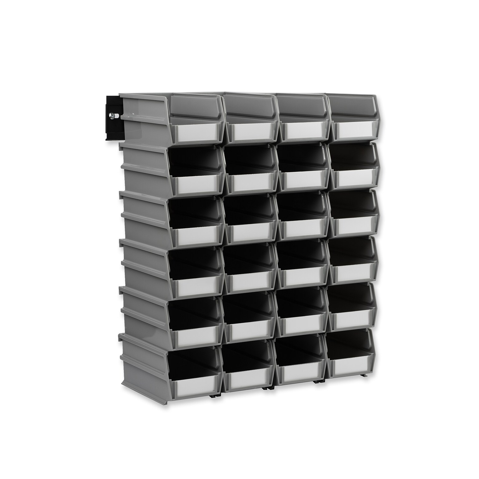 Triton Products LocBin Medium Stackable Plastic Storage Bin, 3 x 4.125x 7.375, 1.58 Qt., Gray, 24/Pack (3-220GRWS)