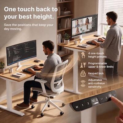 Uncaged Ergonomics Rise Up 3-stage Dual Motor Electric Standing Desk Frame, White, Desktop Not Included (RUW)
