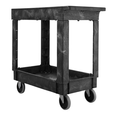 Rubbermaid 2-Shelf Plastic/Poly Mobile Utility Cart, Black (FG9T6600BLA)