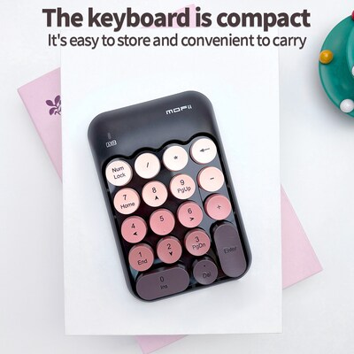 SaharaCase Retro Numeric Keypad Wireless Ergonomic Number Pad, Black/Blush (KB54)