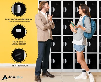 AdirOffice 72"H 4-Tier Black Storage Locker (ADI629-204-BLK-DL)