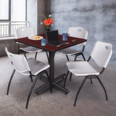 Regency 36 Laminate Melamine & Steel Square Lunch Table with Stacker Chairs, Gray (TKB3636MH47GY)