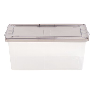 Iris 17 Quart Snap Top Plastic Snap Closure Storage Bin, Clear, 8/Pack (500156)