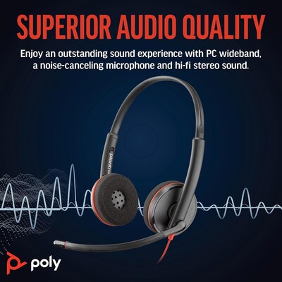 Poly Blackwire 3320 Binaural Wired Headset, Black (8M3V1AA#ABA)
