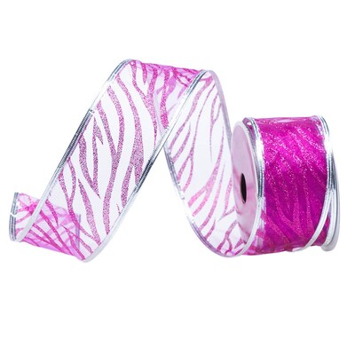 JAM Paper Wire Edged Ribbon, Purple Wave Glitter (210427868)
