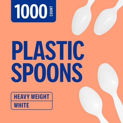 Perk™ Polystyrene Spoon, Heavy-Weight, White, 1000/Carton (PK56405CT)