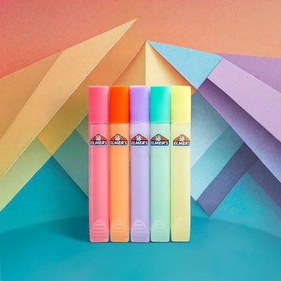 Elmers Pastel Glue Pens, Assorted Colors, 5/Pack (2210516)