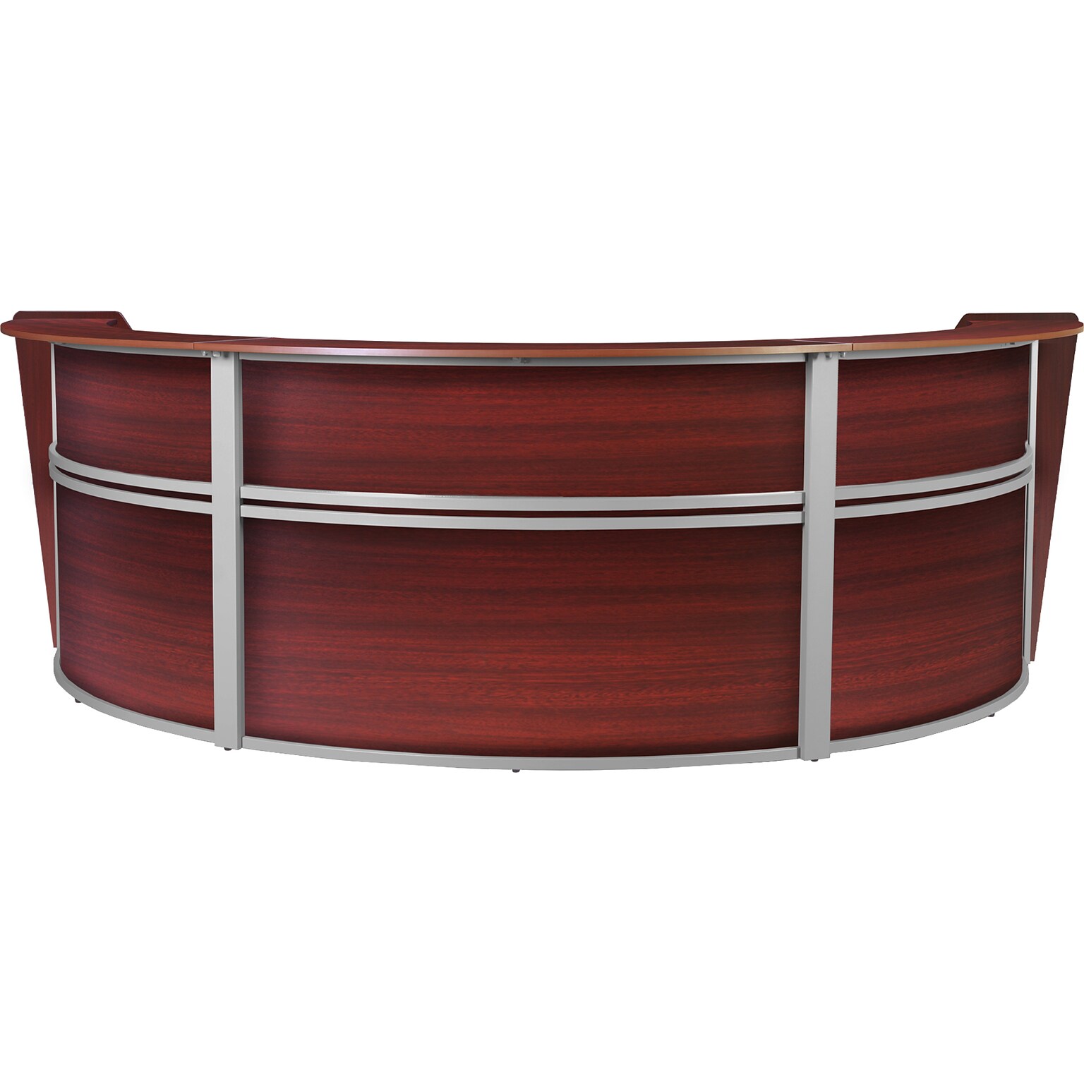 Regency Marque 144W Curved Reception Desk Workstation, Mahogany (77293MH)