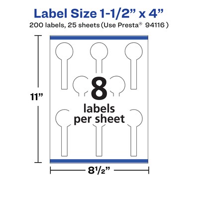 Avery Laser/Inkjet Decorative Edge Multipurpose Labels, 1.5" x 4", White, 200 Labels/Pack (94116)