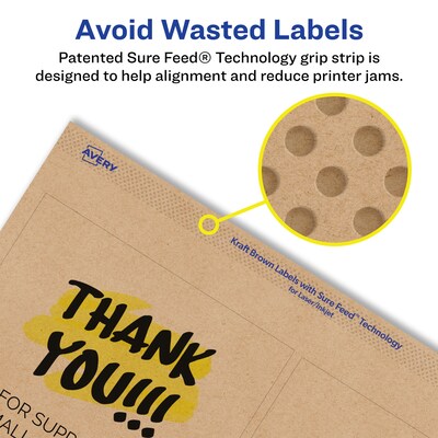 Avery Square Labels, 4" x 4", Kraft Brown, 200 Labels/Box (94100)