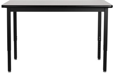 NPS HD Series Height Adjustable Heavy Duty Steel Table, 30" x 72", Black Frame/Grey Nebula HPL Top (HDT3-3072HGY)