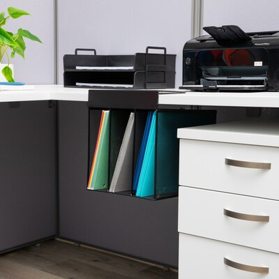 Mind Reader Slide-On Under Desk Metal Front Loading Letter Tray, Letter Size, Black (VUDESK-BLK)