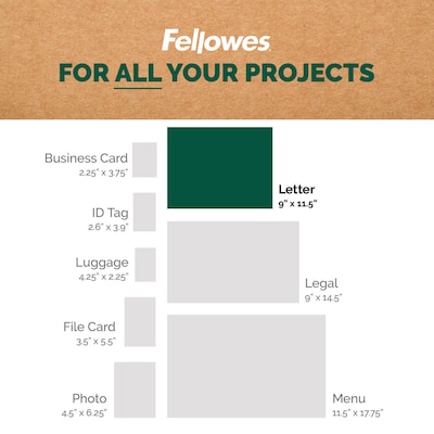 Fellowes Recycled Content Thermal Laminating Pouch, Letter Size, 100/Pack (100145863)