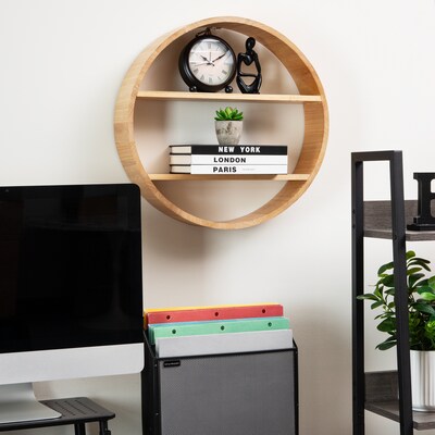 Mind Reader 2-Shelf Wall Decor Circular Floating Shelves, Brown (WWALLCIR-BRN)