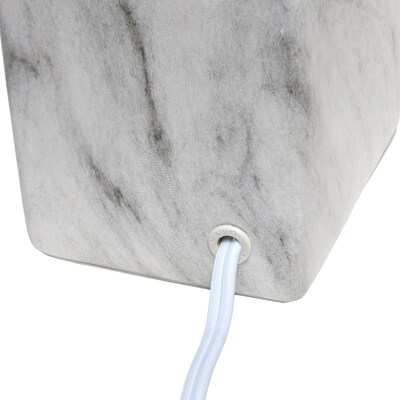 Simple Designs Petite Marbled Ceramic Table Lamp Fabric Shade, White with Black Shade (LT2071-WOB)