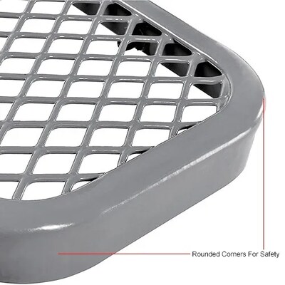 Global Industrial 8' Outdoor Steel Bench w/ Backrest, Expanded Metal, Gray (277155GY)