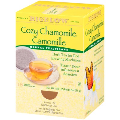 Bigelow Cozy Chamomile Herbal Tea, Pods, 18/Box (RCB10906)