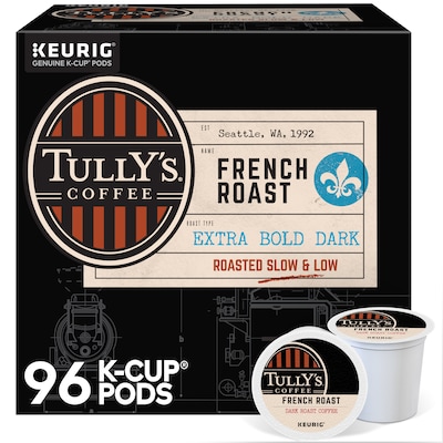 Tullys French Roast Coffee Keurig® K-Cup® Pods, Dark Roast, 96/Carton (700285)