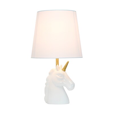 Creekwood Home Whimsilux 15.5 LED Table Lamp, White/Gold Glitter (CWT-2023-WH-LB)